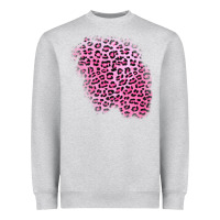 Heather Grey pink leopard patch Heavyweight Sweatshirt - AdoDesignShop