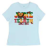 Baby Blue juneteenth since 1865 with heart Ladies Tee - texasbilliewilder