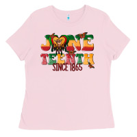 Bubblegum Pink juneteenth since 1865 with heart Ladies Tee - texasbilliewilder
