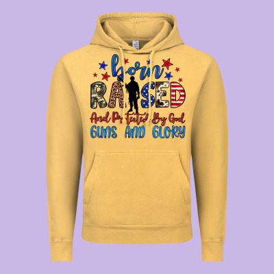 Born Raised And Protected By God Guns And Glory Vintage Hoodie Designed By Jahusdesignshop