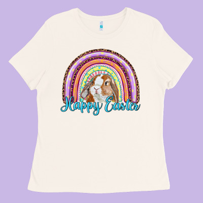 Ladies Tee happy easter rainbow bunny
