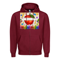 Burgundy custom teacher name apple Zipper Hoodie - NancyCooperArtShop