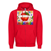 Red custom teacher name apple Zipper Hoodie - NancyCooperArtShop
