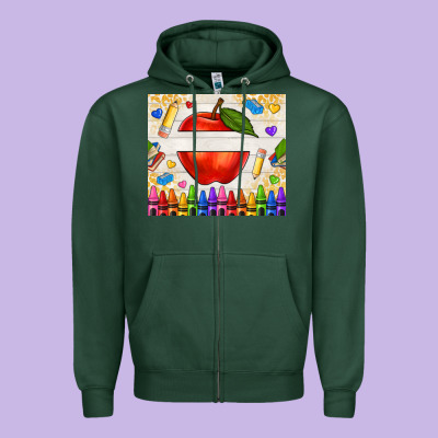 Custom Teacher Name Apple Zipper Hoodie Designed By Nancycooperartshop