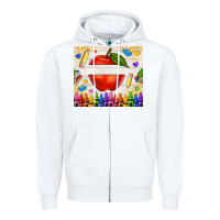 White custom teacher name apple Zipper Hoodie - NancyCooperArtShop