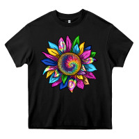 Black tie dye sunflower Heavy Core Tee - texasbilliewilder
