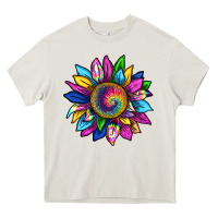 Cream tie dye sunflower Heavy Core Tee - texasbilliewilder