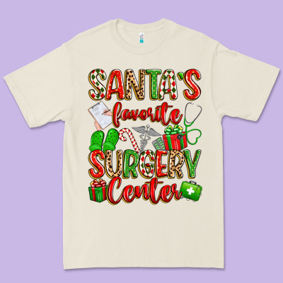 Santa's Favorite Surgery Center Png Sublimation De Premium Tee Designed By Texasbilliewilder