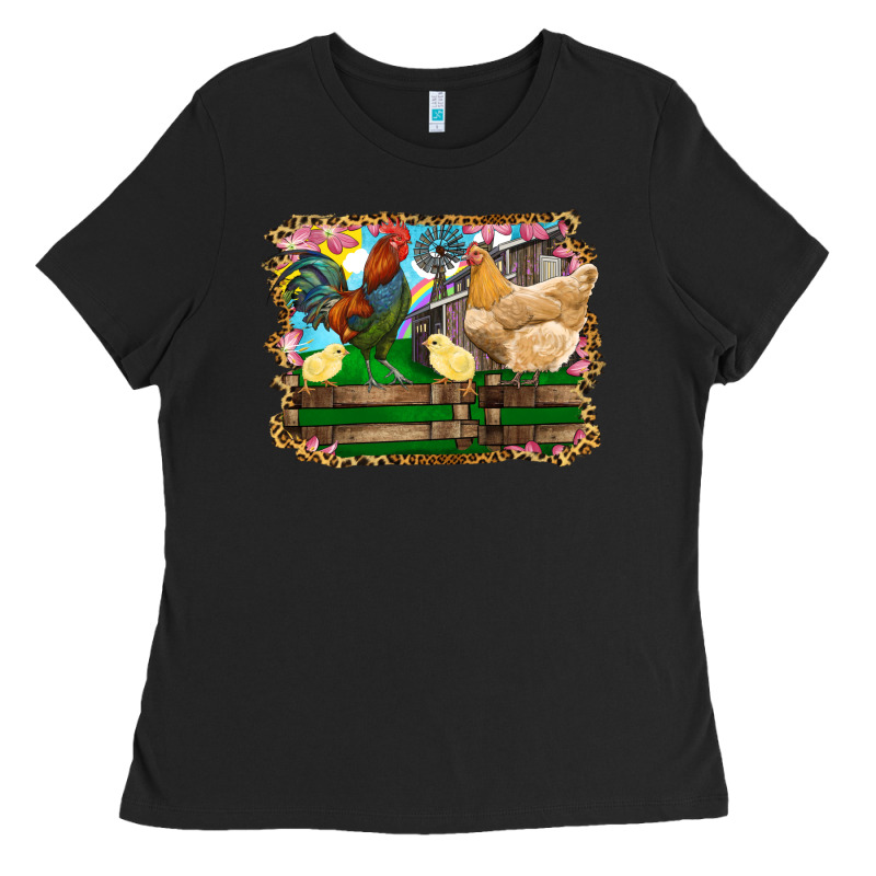 Happy Easter Rooster Chicken And Chick Ladies Tee by RanaPortraitStore | Teevron