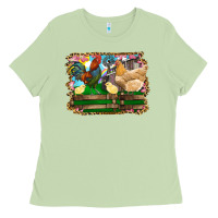 Matcha Happy easter rooster chicken and chick Ladies Tee - RanaPortraitStore