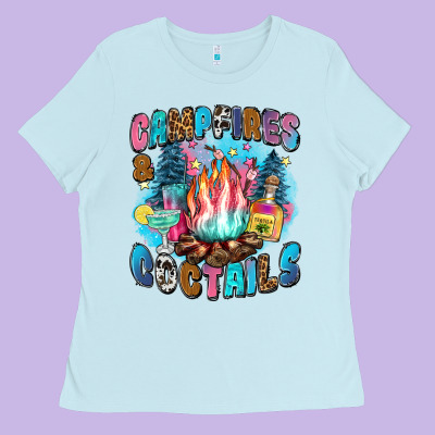 Campfires And Coctails Ladies Tee Designed By Zillion Design Studio