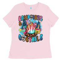 Bubblegum Pink campfires and coctails Ladies Tee - Zillion Design Studio