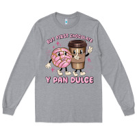 Heather Grey but first chocolate y pan dulce Long Sleeve Tee - MaliasSmallBusiness