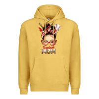Antique Gold Baseball Mom Messy Bun Premium Hoodie - texasbilliewilder