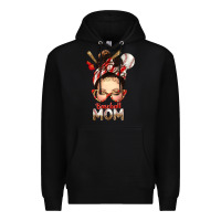 Black Baseball Mom Messy Bun Premium Hoodie - texasbilliewilder