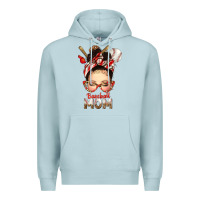 Blue Mist Baseball Mom Messy Bun Premium Hoodie - texasbilliewilder