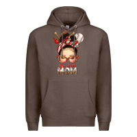 Coffee Baseball Mom Messy Bun Premium Hoodie - texasbilliewilder