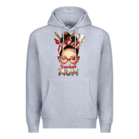 Heather Grey Baseball Mom Messy Bun Premium Hoodie - texasbilliewilder