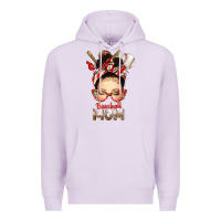 Lilac Baseball Mom Messy Bun Premium Hoodie - texasbilliewilder