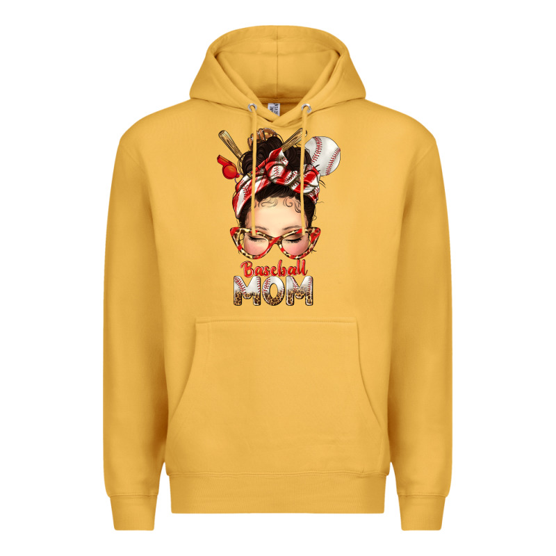 Baseball Mom Messy Bun Premium Hoodie by texasbilliewilder | Teevron