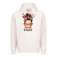 Pale Pink Baseball Mom Messy Bun Premium Hoodie - texasbilliewilder