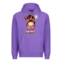 Purple Baseball Mom Messy Bun Premium Hoodie - texasbilliewilder