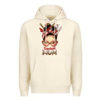 Sandshell Baseball Mom Messy Bun Premium Hoodie - texasbilliewilder
