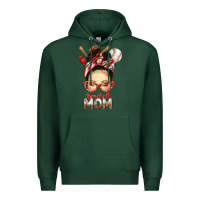 Sports Green Baseball Mom Messy Bun Premium Hoodie - texasbilliewilder