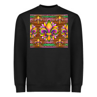 Black mardi gras sunflowers fleur, de lis glitter leopard background Heavyweight Sweatshirt - Artiststas