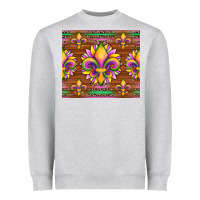 Mardi Gras Sunflowers Fleur, De Lis Glitter Leopard Background Heavyweight Sweatshirt | Teevron