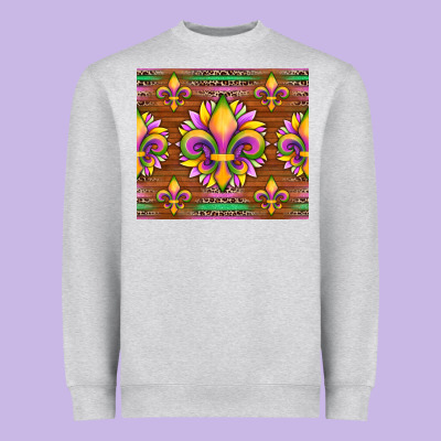 Mardi Gras Sunflowers Fleur, De Lis Glitter Leopard Background Heavyweight Sweatshirt Designed By Artiststas