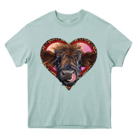 Arona leopard heart highland calf Heavy Core Tee - RanaPortraitStore
