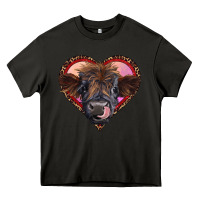 Asphalt leopard heart highland calf Heavy Core Tee - RanaPortraitStore