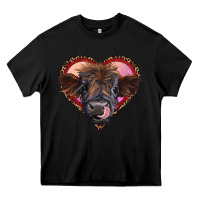 Black leopard heart highland calf Heavy Core Tee - RanaPortraitStore