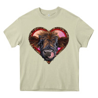 Mossy leopard heart highland calf Heavy Core Tee - RanaPortraitStore