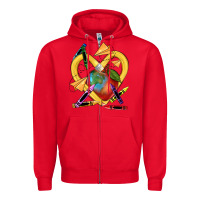 Red heart pencil Zipper Hoodie - NancyCooperArtShop