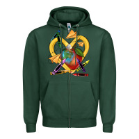 Sports Green heart pencil Zipper Hoodie - NancyCooperArtShop