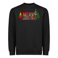 Black merry christmas glitter plaid trees Heavyweight Sweatshirt - AdoDesignShop