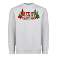 Merry Christmas Glitter Plaid Trees Heavyweight Sweatshirt | Teevron