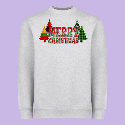 Merry Christmas Glitter Plaid Trees Heavyweight Sweatshirt Designed By Adodesignshop