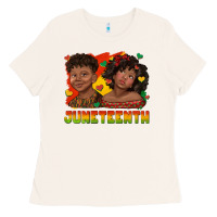 Bone juneteenth with afro black kids Ladies Tee - texasbilliewilder