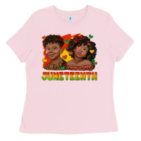 Bubblegum Pink juneteenth with afro black kids Ladies Tee - texasbilliewilder