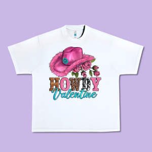 Valentines Day Cowgirl Hat And Howdy Urban Heavy Tee Designed By Adodesignshop