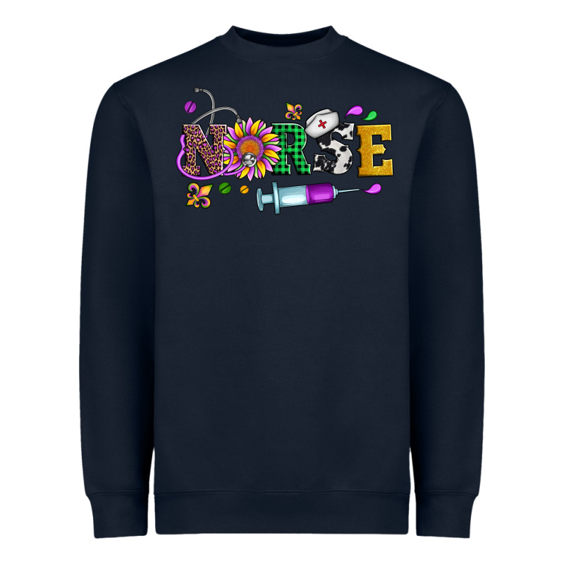 Mardi Gras Nurse Leopard Cowhide Glitter Heavyweight Sweatshirt by Artiststas | Teevron