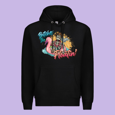 Bitches Be Floatin' Skeleton Summer Premium Hoodie Designed By Nancycooperartshop