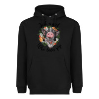 Black just a girl who loves pigs floral wreath Heavyweight Hoodie - BarkalooDesign