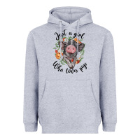 Heather Grey just a girl who loves pigs floral wreath Heavyweight Hoodie - BarkalooDesign