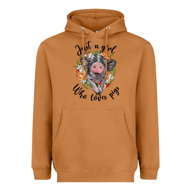 Just A Girl Who Loves Pigs Floral Wreath Heavyweight Hoodie by BarkalooDesign | Teevron