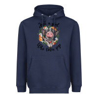 Navy just a girl who loves pigs floral wreath Heavyweight Hoodie - BarkalooDesign