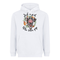 White just a girl who loves pigs floral wreath Heavyweight Hoodie - BarkalooDesign